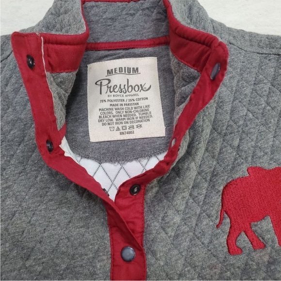 Alabama Crimson Tide Pressbox Magnum Quilted Quarter-Snap Pullover Medium Gray - Picture 4 of 10